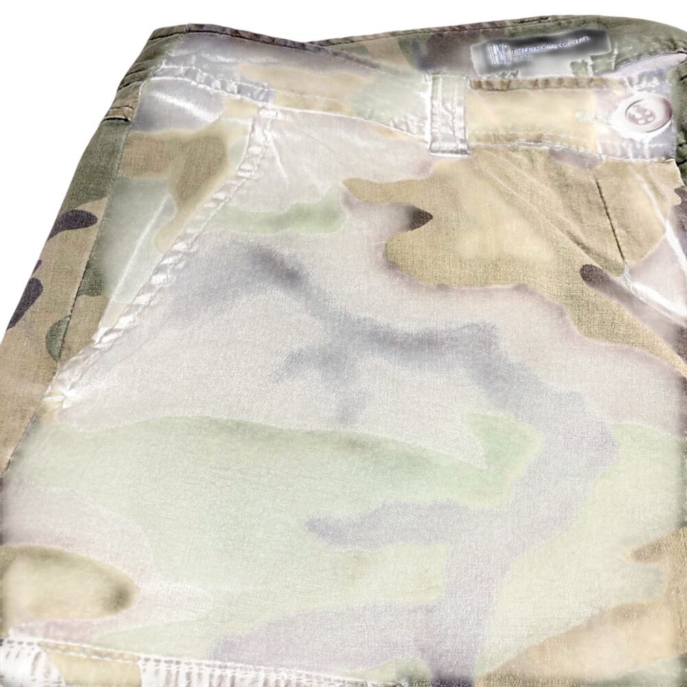 INC International Concepts Petite Crop Camo Cargo Pants Adjustable Side Ruching - Picture 7 of 16